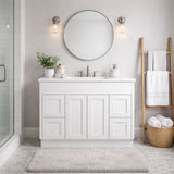 Vintage Series Matt White Overall 1180x455x855mm Vanity with Flat Stone Bench Top Only