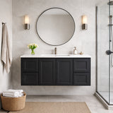 Vintage (Hung) Series Single Bowl Matt Black Overall 1200mm Vanity Set With Ceramic Slimline Top