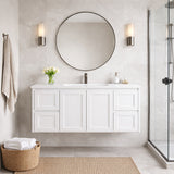 Vintage (Hung) Series Single Bowl Matt White Overall 1200mm Vanity Set With Stone Top & Ceramic Undermount Basin