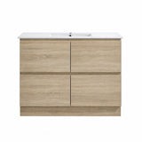 Moddra Series Single Bowl Natural Timber Overall 1180x450x855mm Vanity Set With Stone Top & Ceramic Undermount Basin