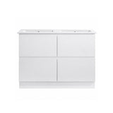 Moddra Series Double Bowls Gloss White Overall 1180x450x855mm Vanity Set With Stone Top & Ceramic Undermount Basin