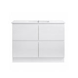 Moddra Series Single Bowl Gloss White Overall 1180x450x855mm Vanity Set With Flat Stone Bench Top