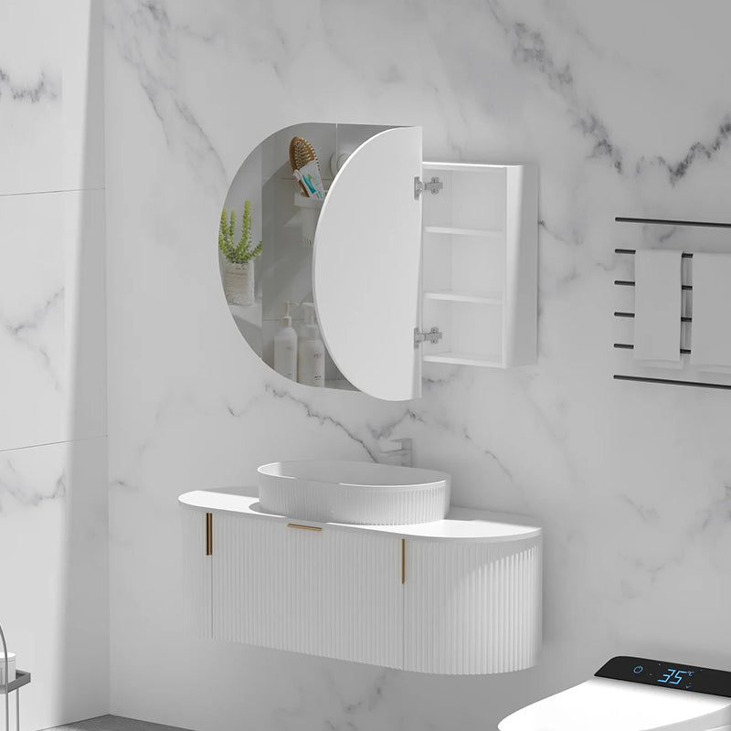 Carysil Mystic Oval Shaving Cabinet Matte White 1200x750mm