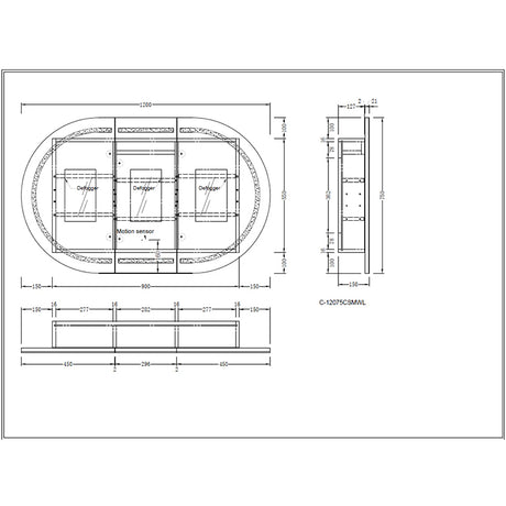 Carysil Mystic Oval LED Shaving Cabinet Matte White 1200x750mm