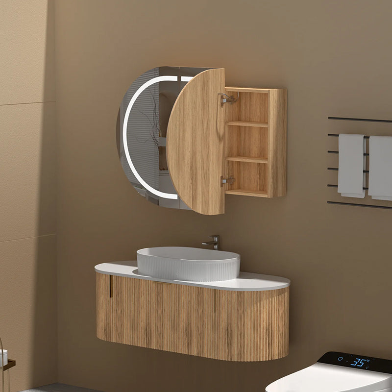 Carysil Mystic Oval LED Shaving Cabinet Walnut 1200x750mm