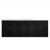 Vintage Series Matt Black Overall 1480x455x855mm Vanity with Stone Top & Ceramic Undermount Basin