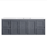 Vintage (Hung) Series Single Bowl Matt Grey Overall 1500mm Vanity Set With Flat Stone Bench Top