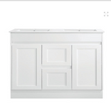 Vintage Series Double Bowls Gloss White Overall 1180x455x855mm Vanity with Stone Top & Ceramic Undermount Basin