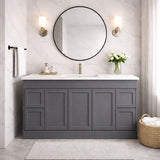 Vintage Series Matt Grey Overall 1480x455x855mm Vanity with Stone Top & Ceramic Undermount Basin