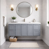 Vintage (Hung) Series Single Bowl Matt Grey Overall 1500mm Vanity Set With Flat Stone Bench Top