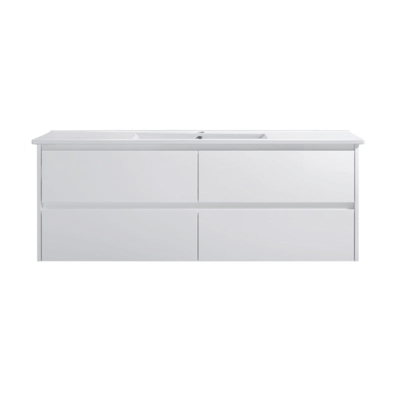 Moddra(Hung) Series Single Bowl Matt White Overall 1480x455x540mm Vanity Set With Flat Stone Bench Top