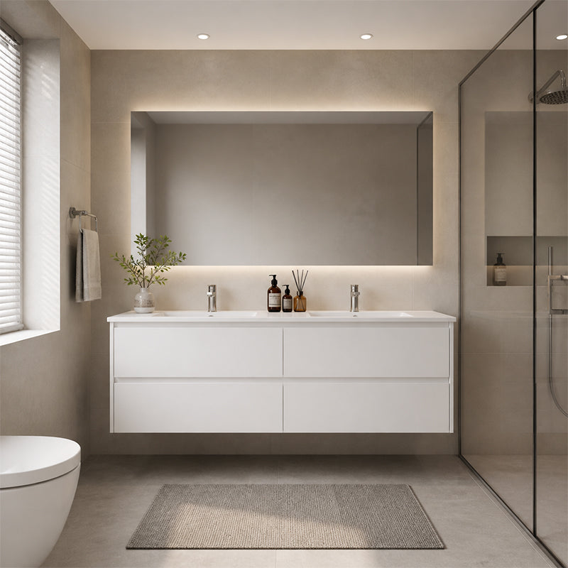 Moddra(Hung) Series Double Bowls Gloss White Overall 1480x455x540mm CABINET ONLY
