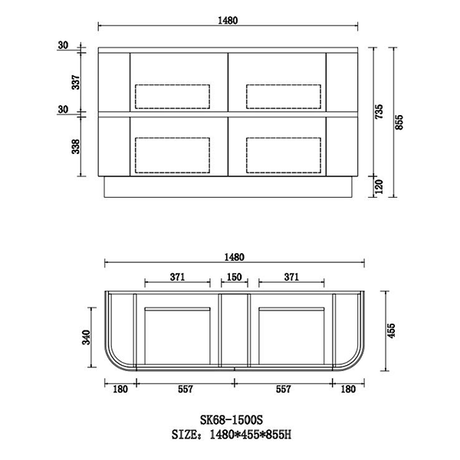 Hudson Series Single Bowl Matt White 1480x455x855mm CABINET ONLY