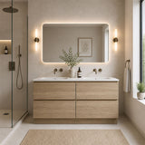 Moddra Series Double Bowls Natural Timber Overall 1480x450x855mm CABINET ONLY