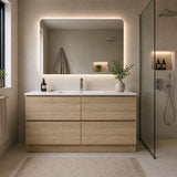 Moddra Series Single Bowl Natural Timber Overall 1480x450x855mm Vanity Set With Ceramic Slimline Top (UV31)