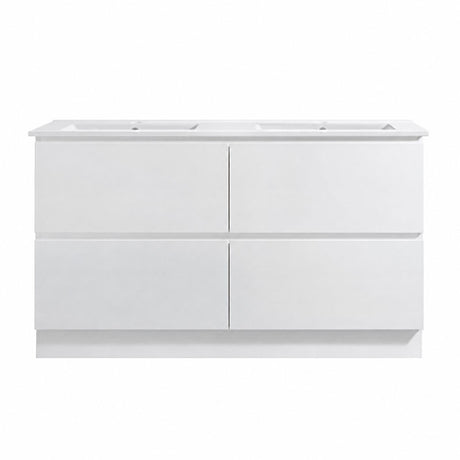 Moddra Series Double Bowls Gloss White Overall 1480x450x855mm Vanity Set With Stone Top & Ceramic Undermount Basin