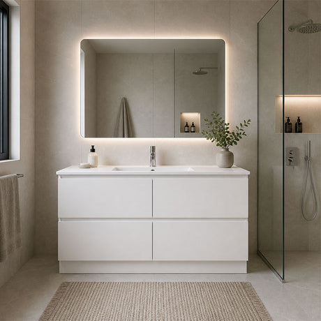 Moddra Series Single Bowl Gloss White Overall 1480x450x855mm CABINET ONLY
