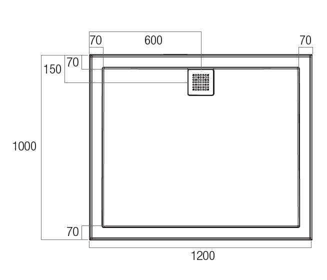 ECO Polymarble Base 1200x1000 Rear Outlet Shower Base