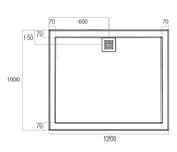 ECO Polymarble Base 1200x1000 Rear Outlet Shower Base