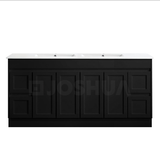 Vintage Series Double Bowls Matt Black Overall 1776x455x855mm Vanity with Stone Top & Ceramic Undermount Basin