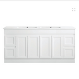 Vintage Series Double Bowls Matt White Overall 1776x455x855mm Vanity with Stone Top & Ceramic Undermount Basin