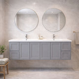 Vintage (Hung) Series Double Bowls Matt Grey Overall 1800mm Vanity Set With Flat Stone Bench Top