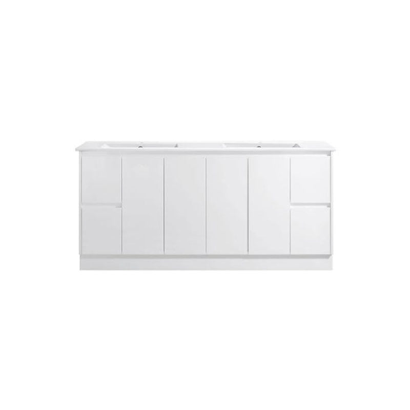 Moddoo Series Double Bowls Gloss White Overall 1776x455x855mm Vanity Set With Stone Top & Ceramic Undermount Basin