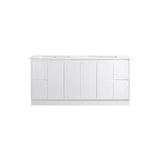 Moddoo Series Double Bowls Gloss White Overall 1776x455x855mm Vanity Set With Stone Top & Ceramic Undermount Basin