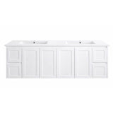 Vintage (Hung) Series Double Bowls Matt White Overall 1800mm Vanity Set With Flat Stone Bench Top
