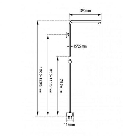 Square Shower Station without Shower Head and Handheld Shower (Stainless Steel Hose) Black