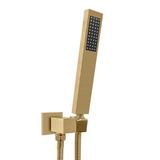 Square Shower Rail with Handheld Shower (Stainless Steel Hose) Brushed Brass
