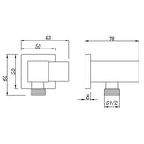 Square Shower Rail without Handheld Shower (Stainless Steel Hose) Brushed Nickel