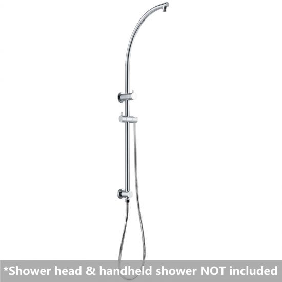 Round Shower Station without Shower Head and Handheld Shower (Stainless Steel Hose) Chrome