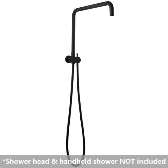 Round Shower Station without Shower Head and Handheld Shower (PVC Hose) Black
