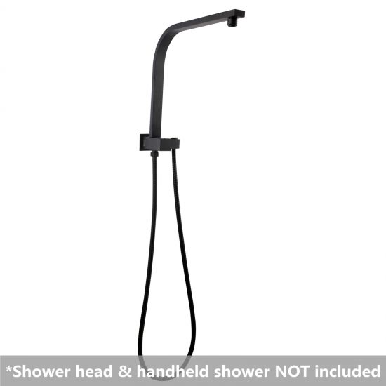 Square Shower Station without Shower Head and Handheld Shower (Stainless Steel Hose) Black