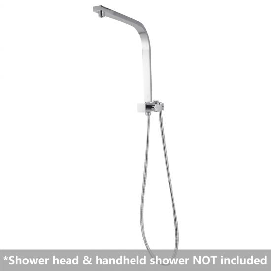 Square Shower Station without Shower Head and Handheld Shower (Stainless Steel Hose) Chrome