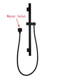 Square Wall Mounted Sliding Rail with Water Hose & Wall Connector Only Black