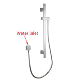 Square Wall Mounted Sliding Rail with Water Hose & Wall Connector Only Chrome