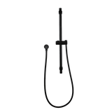 Round Adjustable Shower Rail with Wall Connector & Water Hose Only Black