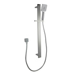 Square Wide Sliding Shower Rail without Handheld Shower (PVC Hose) Brushed Nickel