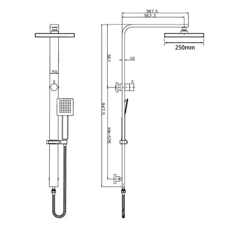 Esperia 250mm Chrome Square Shower Station