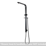 Square Shower Station without Shower Head and Handheld Shower (Wide Rail,Stainless Steel Hose) Black