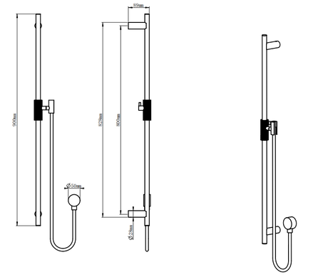 CADDENCE Series Brushed Gun Metal Grey Shower Rail without Handheld Shower