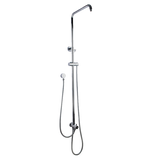 Round Top/Bottom Water Inlet Twin Shower Rail With Diverter (Stainless Steel Hose) Chrome