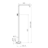 Round Top/Bottom Water Inlet Twin Shower Rail With Diverter (Stainless Steel Hose) Black