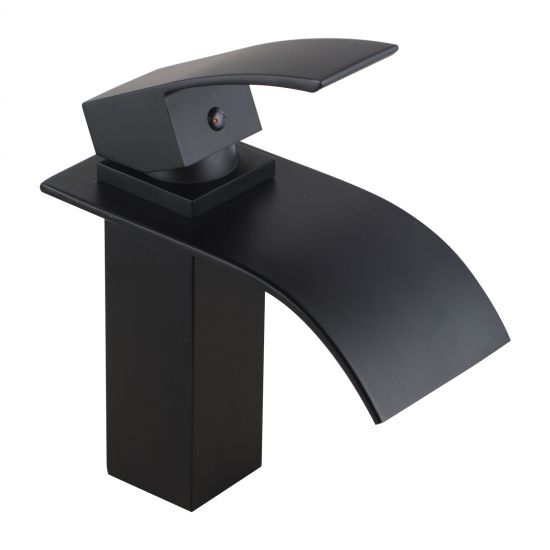 Cascade Waterfall Matt Black Basin Mixer