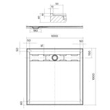 Urban CH Polymarble base 1000x1000 Rear Outlet Shower Base