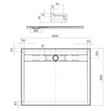 Urban CH Polymarble base 1500x900 Rear Outlet Shower Base