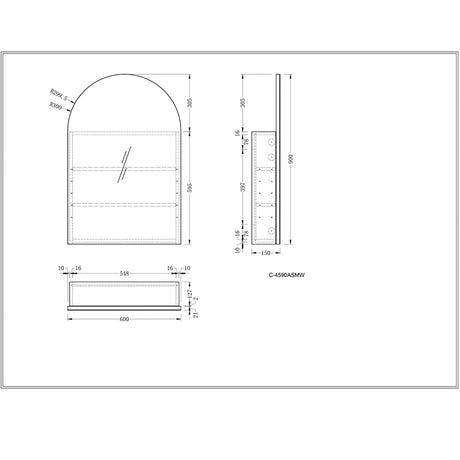 Carysil Imperial Arch Shaving Cabinet Walnut 600x900mm