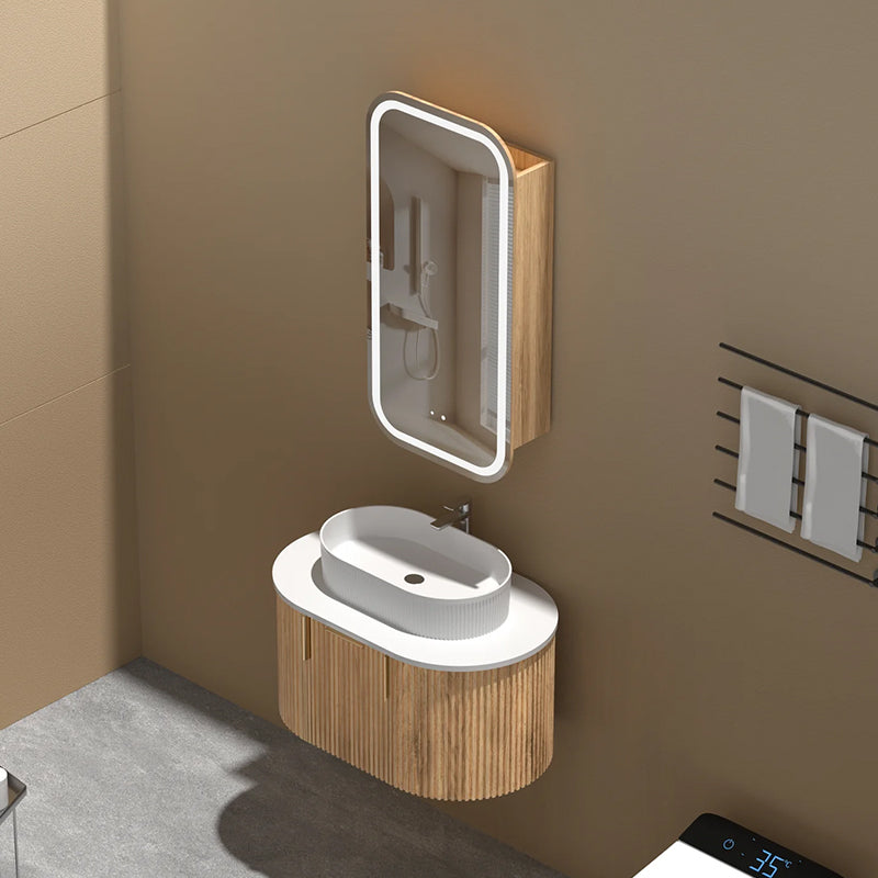 Carysil Earls Squircle LED Shaving Cabinet Walnut 450x900mm